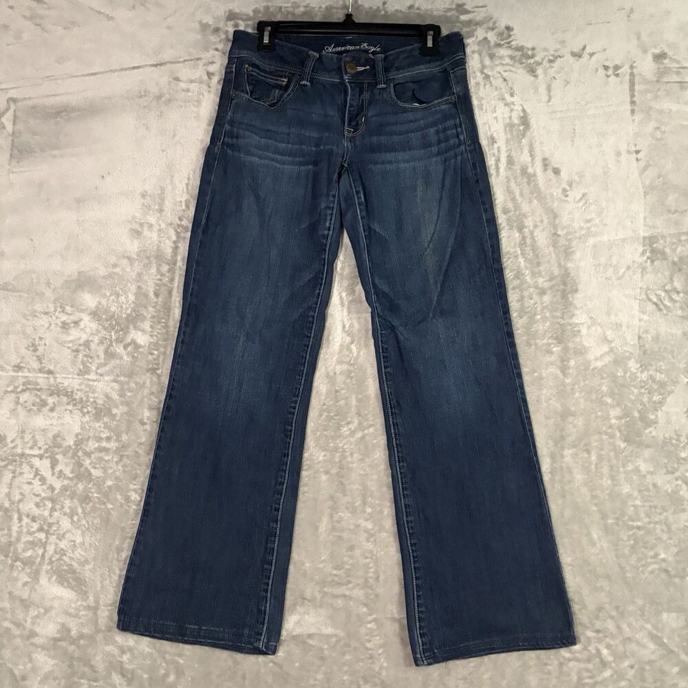 American Eagle Womens Stretch Slim Boot Jeans Size 6 Long Dark Wash Y2K Retro